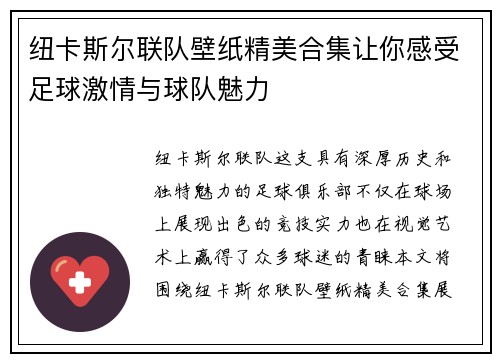 纽卡斯尔联队壁纸精美合集让你感受足球激情与球队魅力